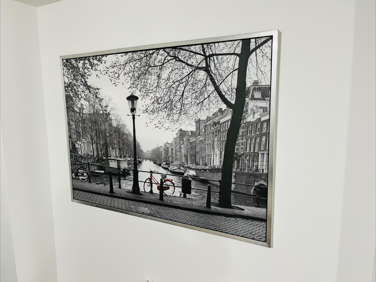 Framed Black and White Canal Scene Print - photo 2