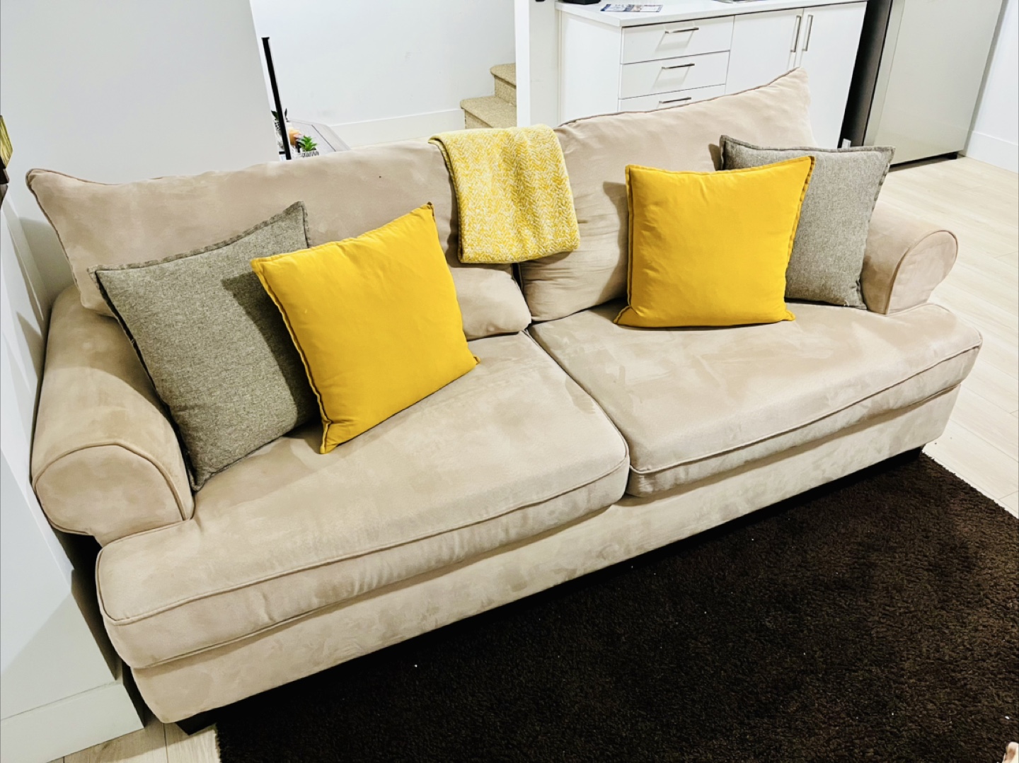 Beige Sofa w/o Throw Pillows