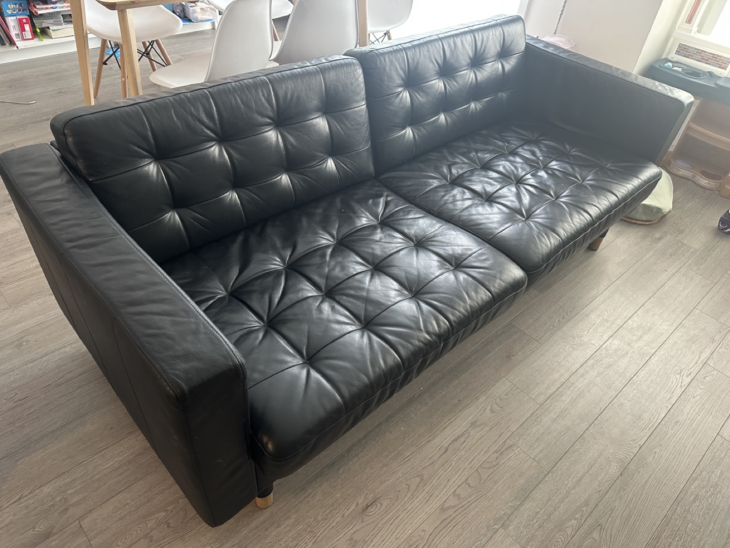 Morabo black leather sofa (Ikea)