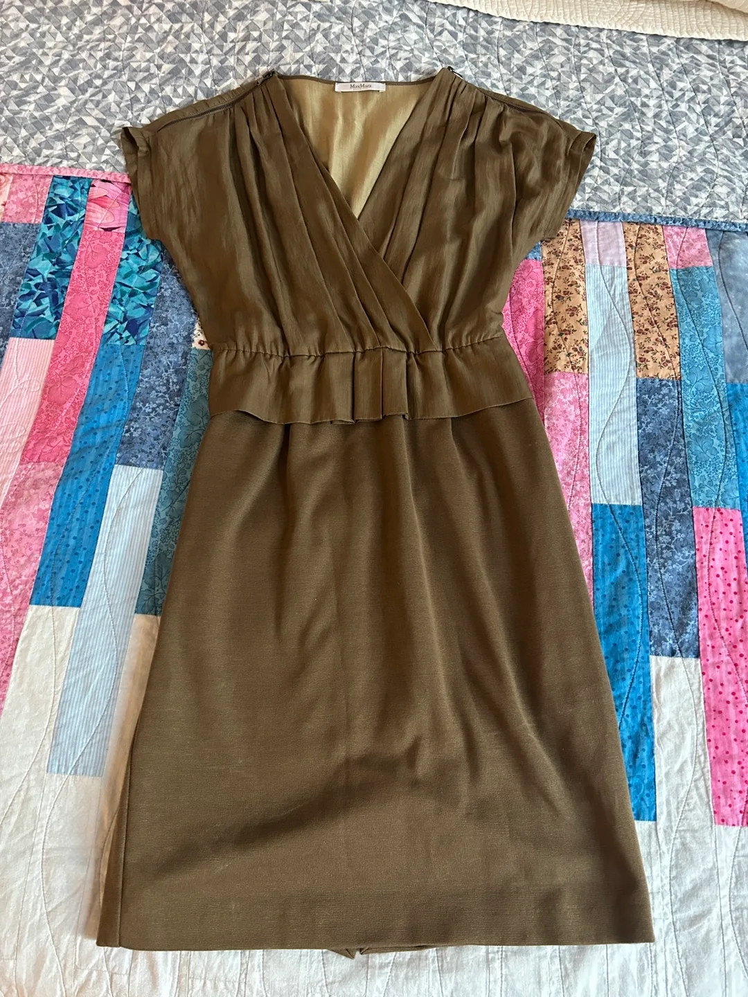 MaxMara Olive Green Silk Dress (S) thumbnail