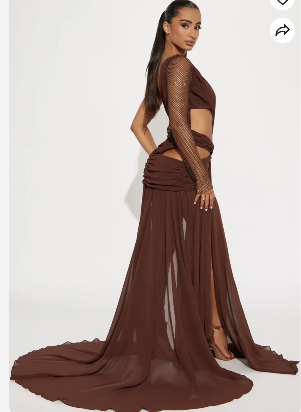 Stunning Brown One-Shoulder Cut-Out Maxi Dress - photo 3