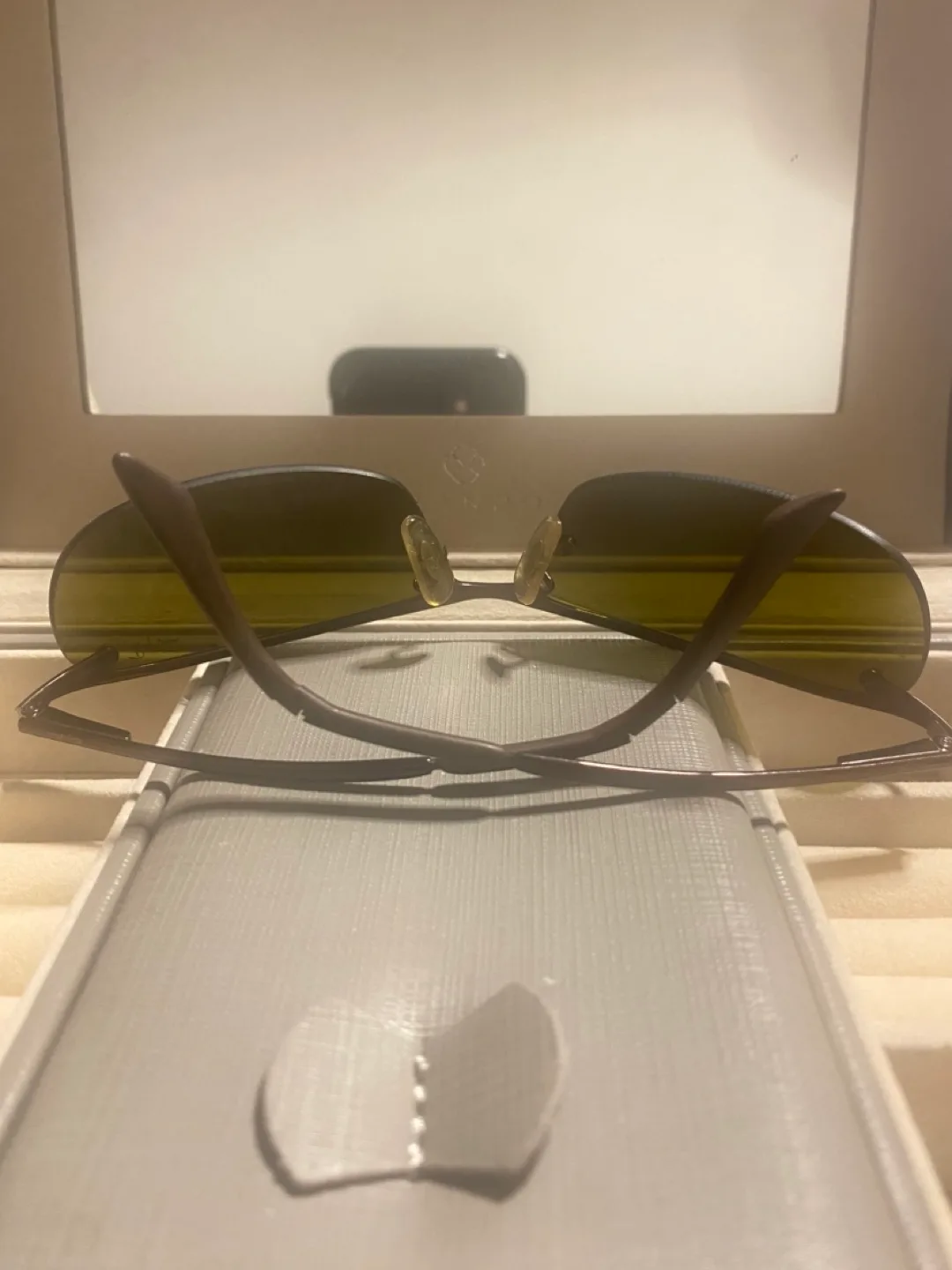 RAY BAN ITALY Sleek Brown Half Rimless Wrap Sunglasses image indicator(2)