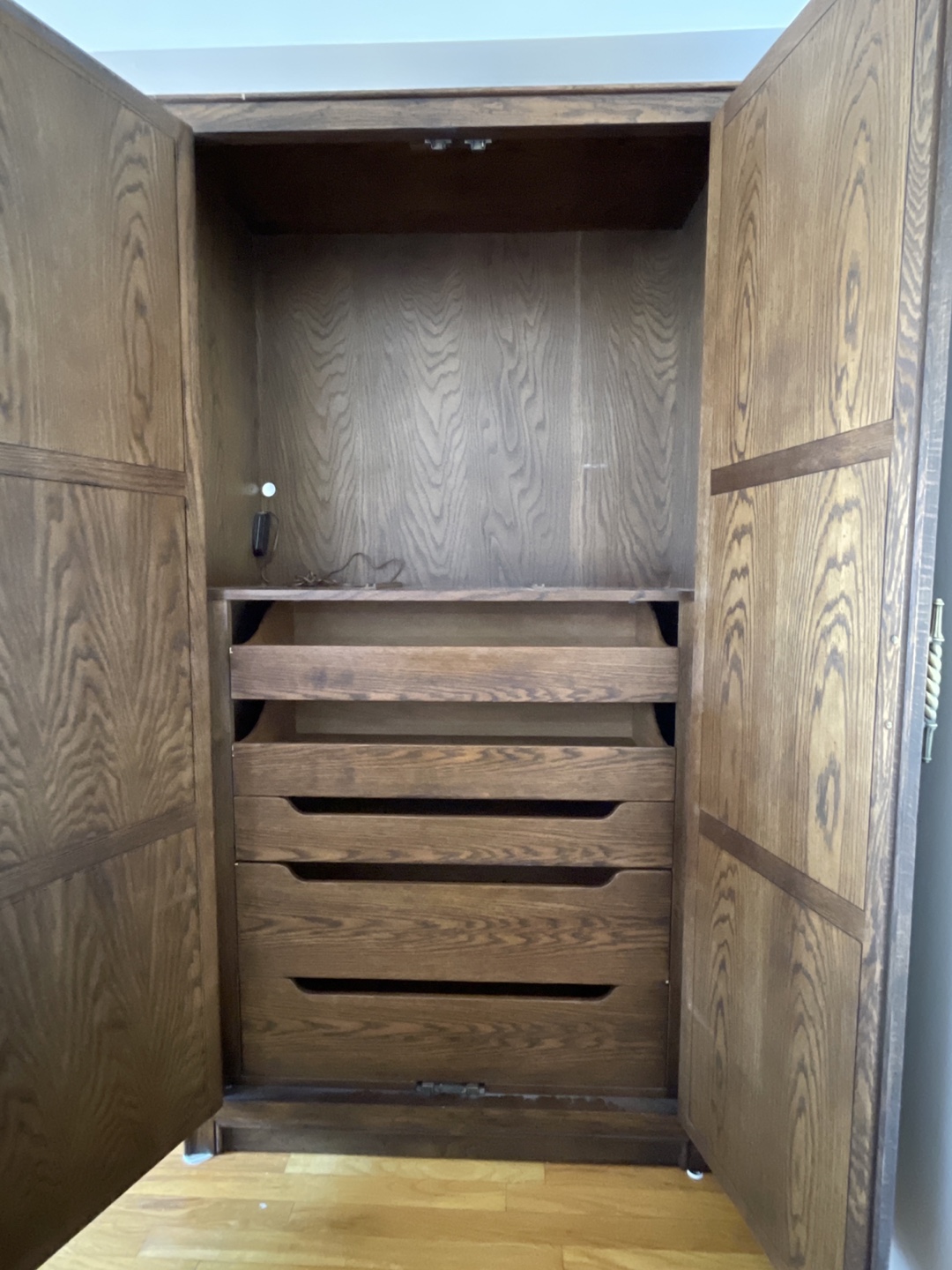Vintage Wood Armoire with Drawers - photo 2