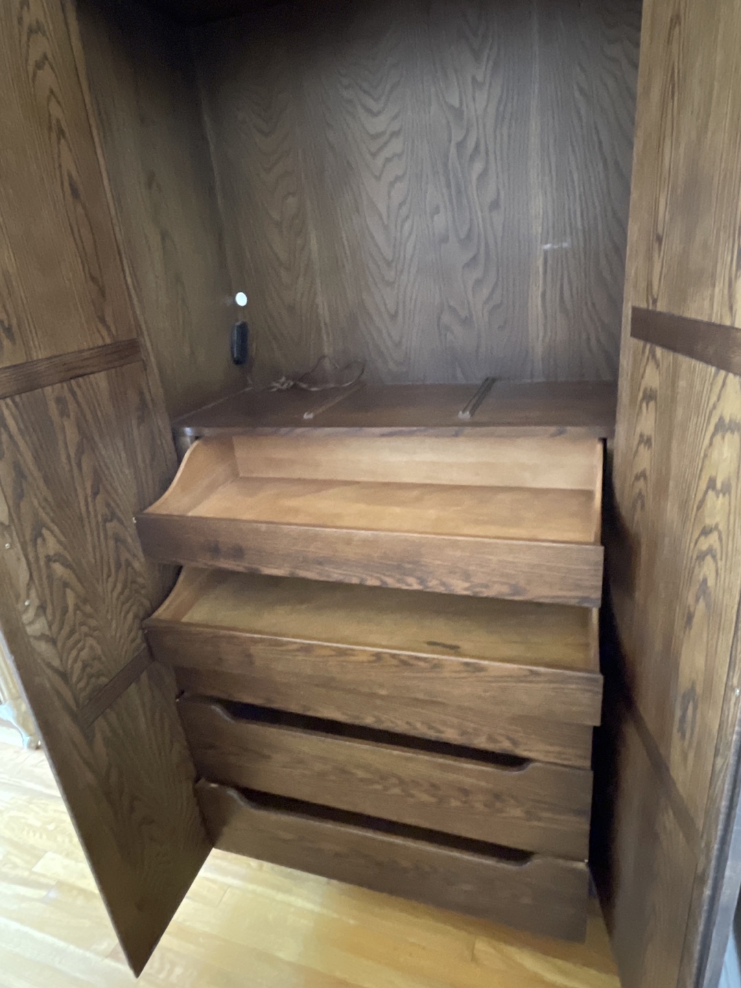 Vintage Wood Armoire with Drawers - photo 3