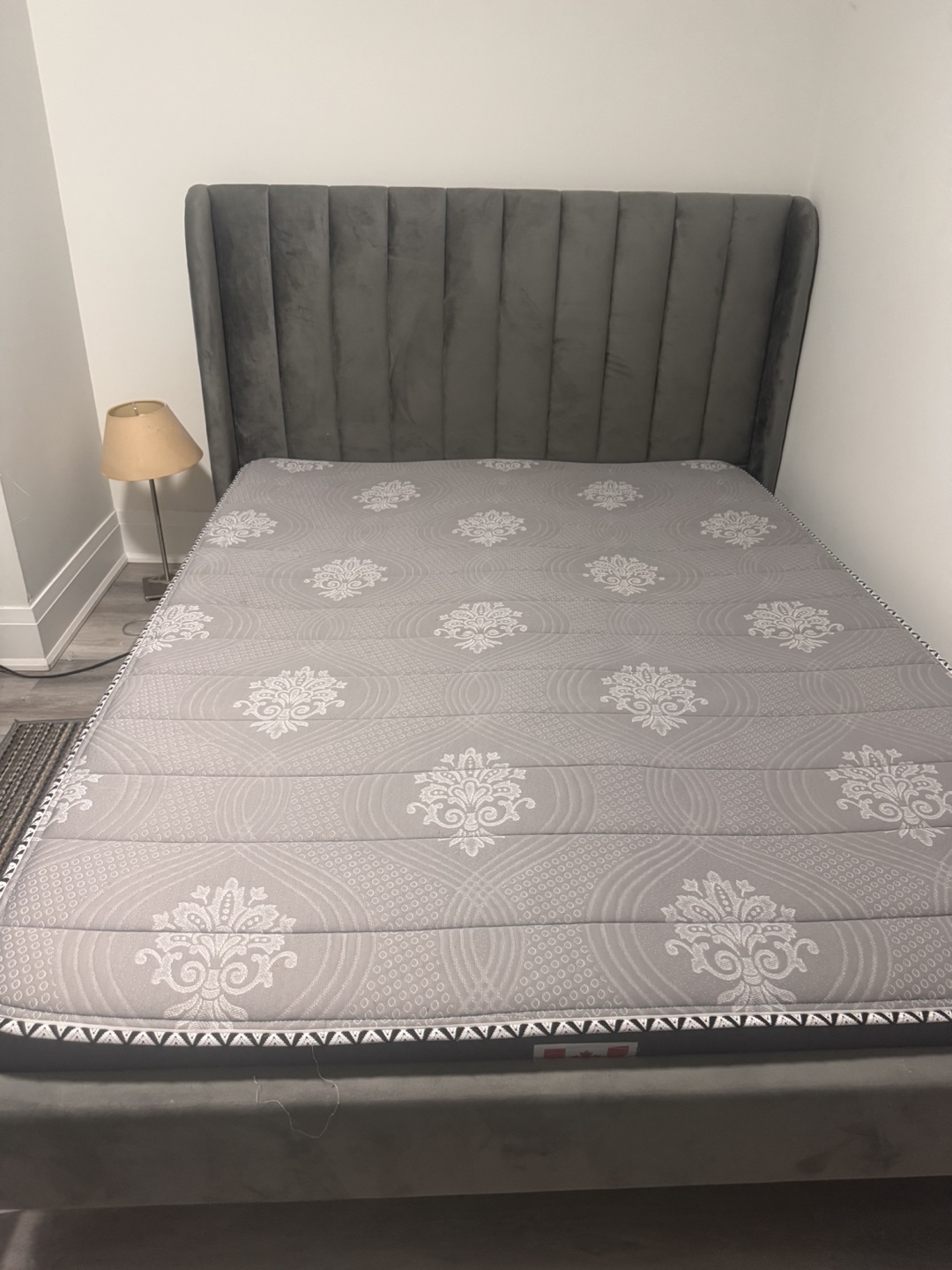 Queen Size Grey Velvet Bed Frame