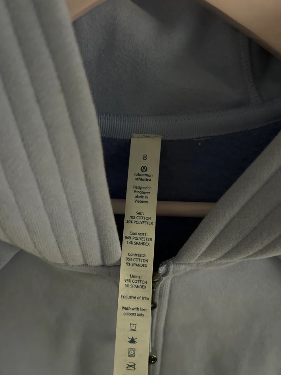 Lululemon Size 8 Scuba Hoodie - Light Blue image indicator(2)