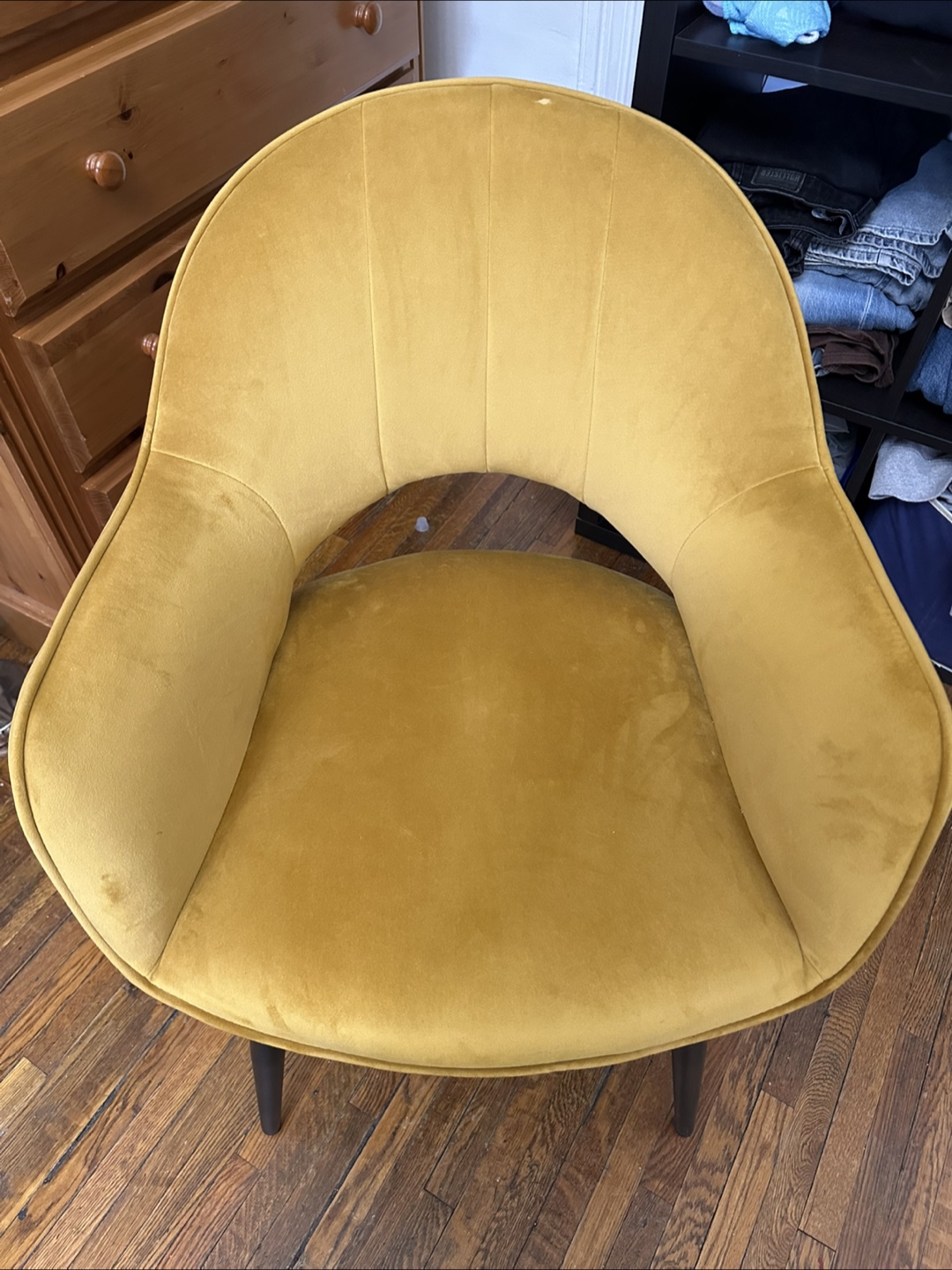 Mustard Yellow Velvet Accent Chair - photo 2