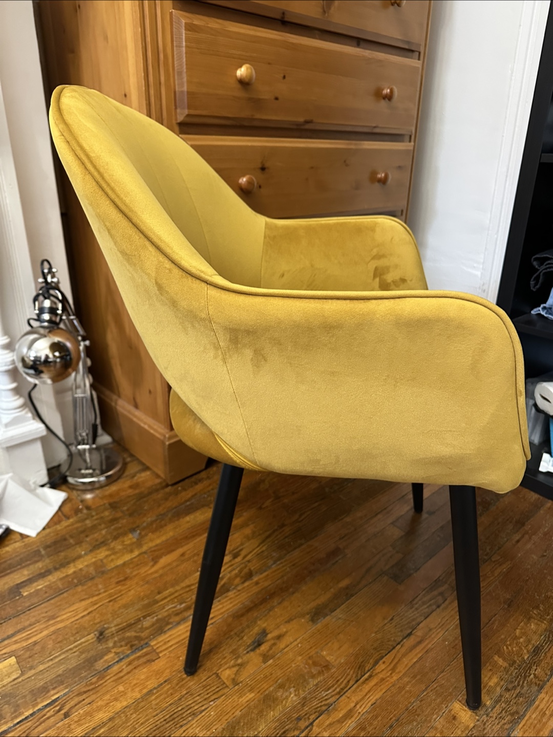 Mustard Yellow Velvet Accent Chair - photo 4