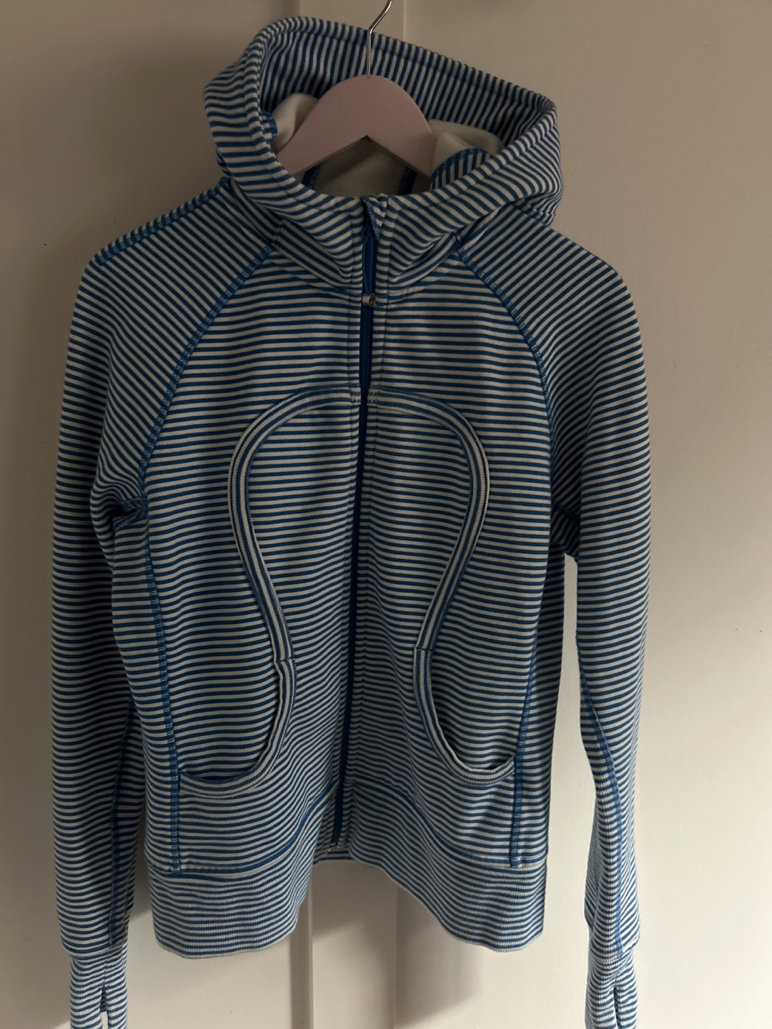 Lululemon Scuba Hoodie Size 10 Blue and White Stripes