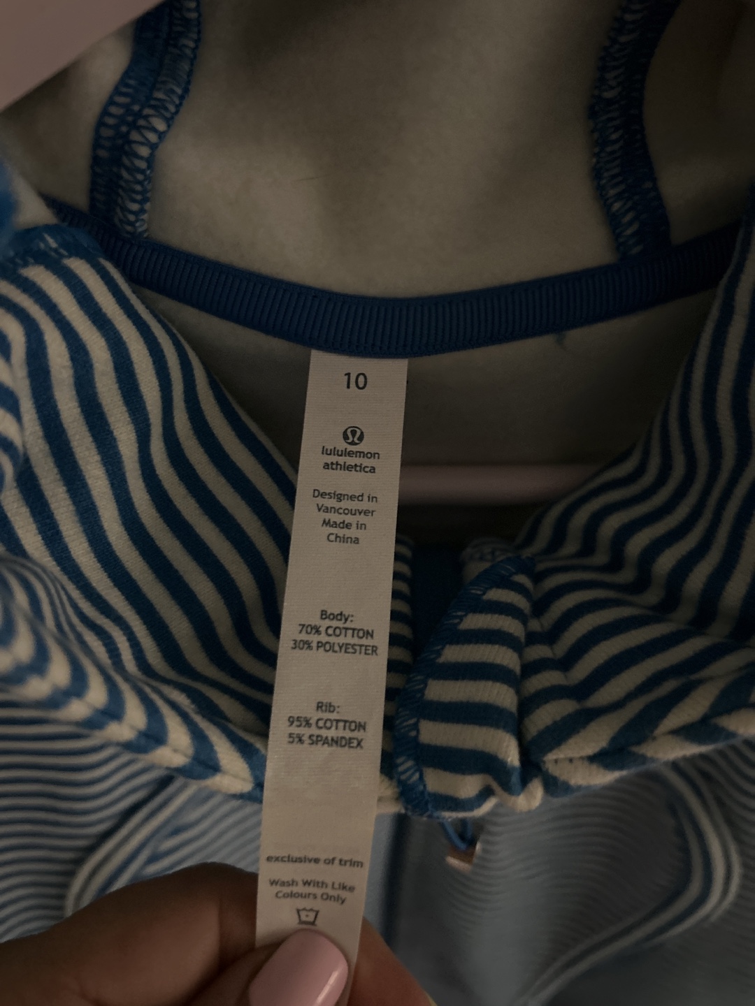 Lululemon Scuba Hoodie Size 10 Blue and White Stripes - photo 2