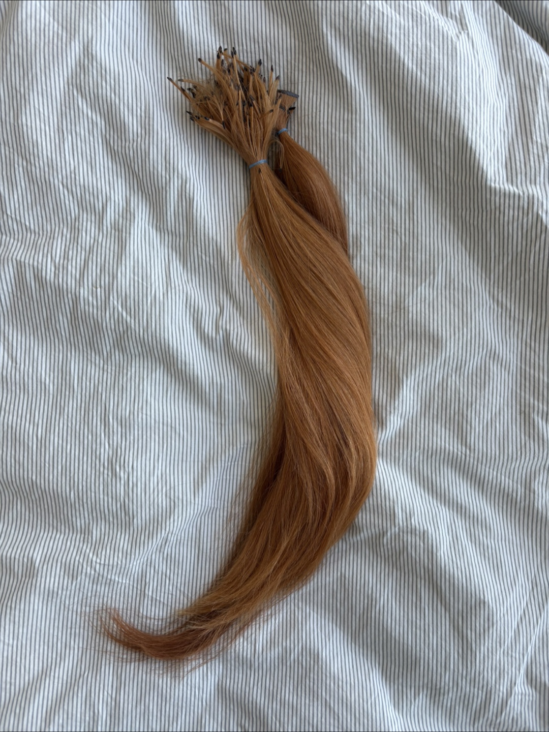 Natural Hair Extensions – 60 cm, 116g – Copper Red – Pre-Bonded - photo 2