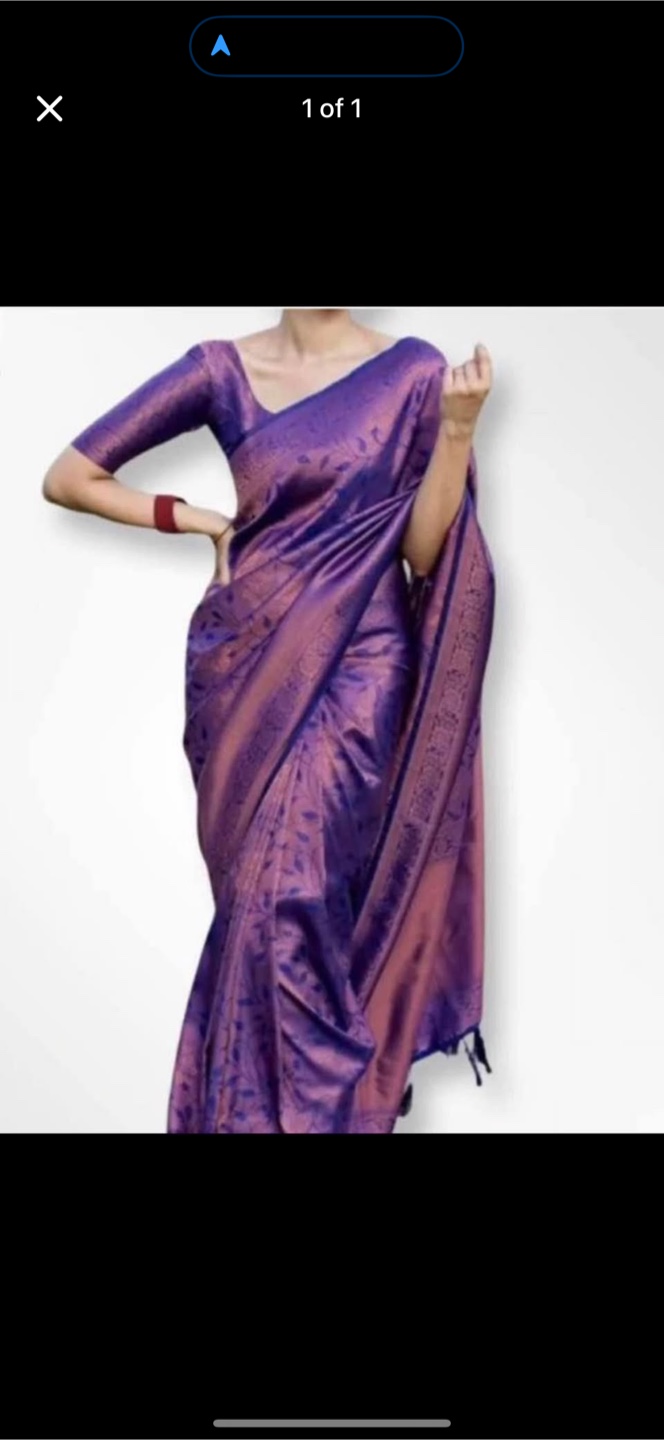 Beautiful Purple and Blue jacquard Silk Saree ready to wear