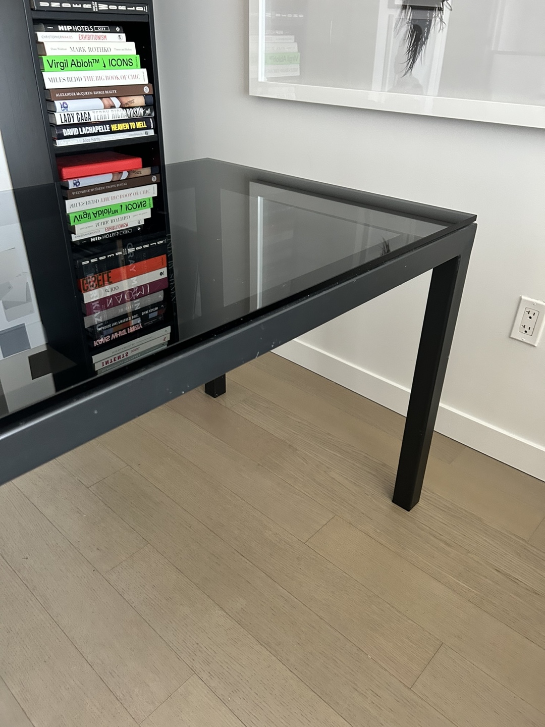 Modern Glass Top Dining/ Desk with Metal Frame - photo 3