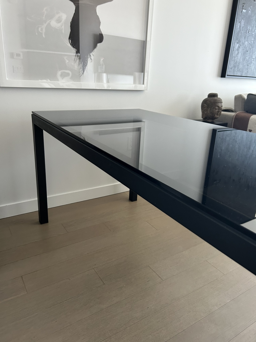 Modern Glass Top Dining/ Desk with Metal Frame - photo 4