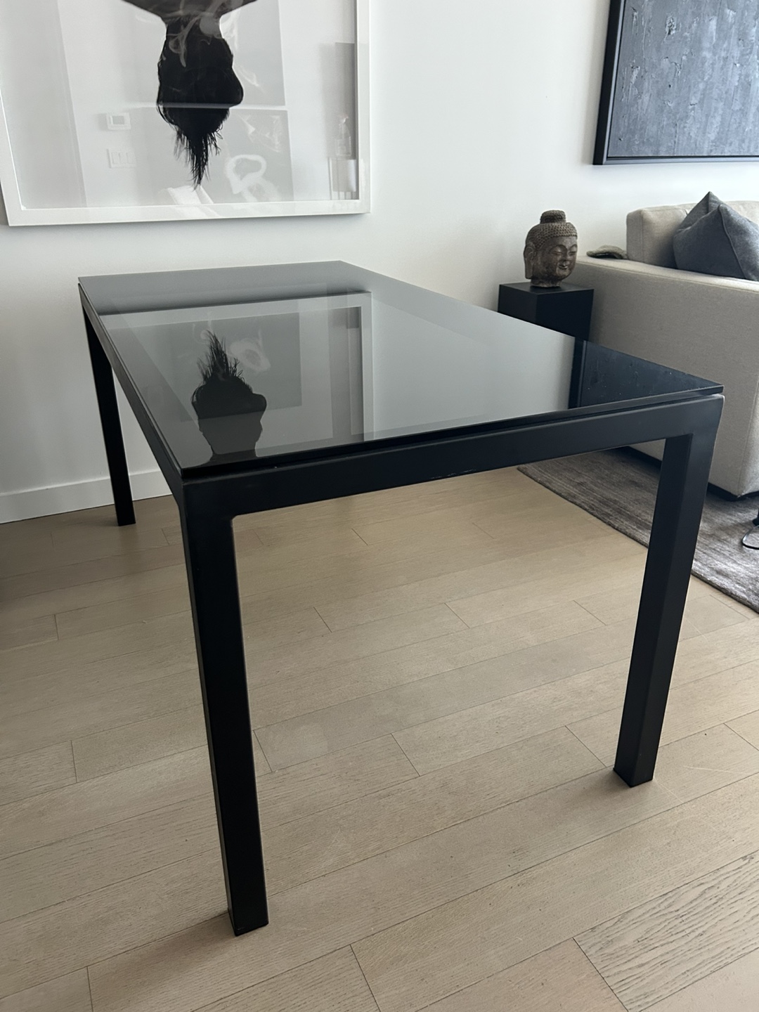Modern Glass Top Dining/ Desk with Metal Frame - photo 2
