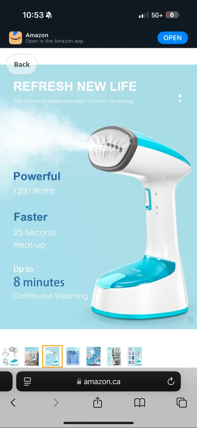 Portable Handheld Garment Steamer - 1200 Watts image indicator(3)