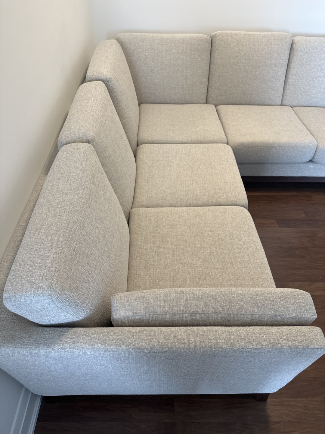 Modern L-Shaped Sectional Sofa - Beige Fabric - photo 2