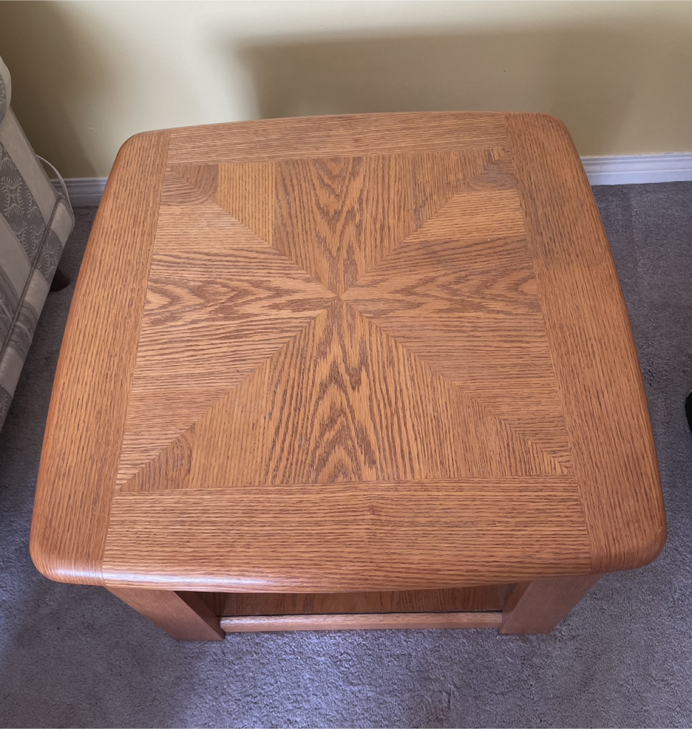 Oak Wood Side Table with Shelf