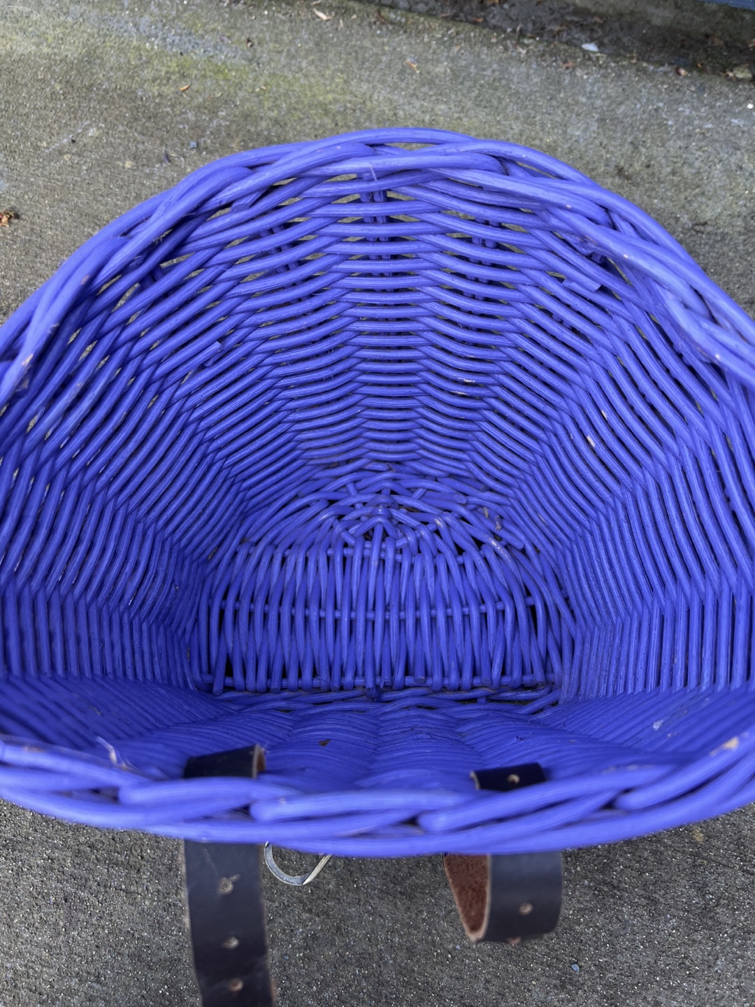 Kids Purple Wicker Bike Basket with Leather Straps - photo 3