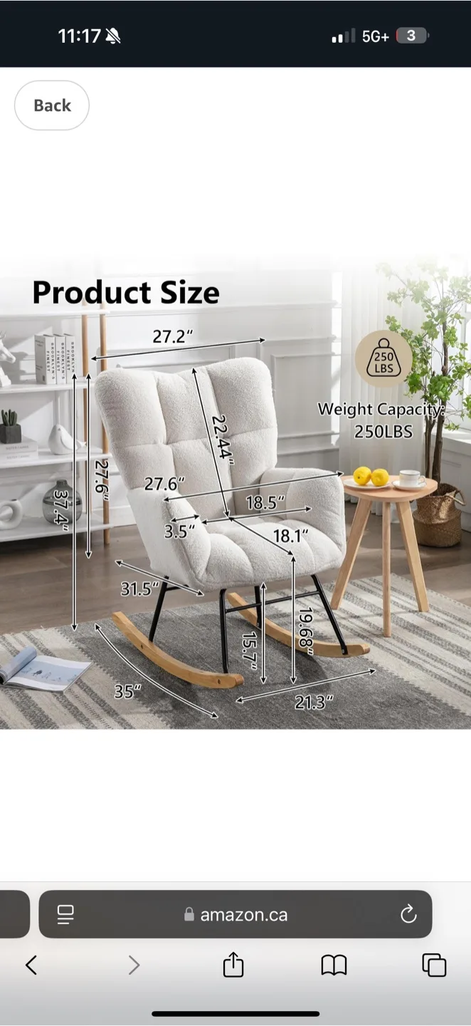 Cream Rocking Chair with Wooden Legs image indicator(2)
