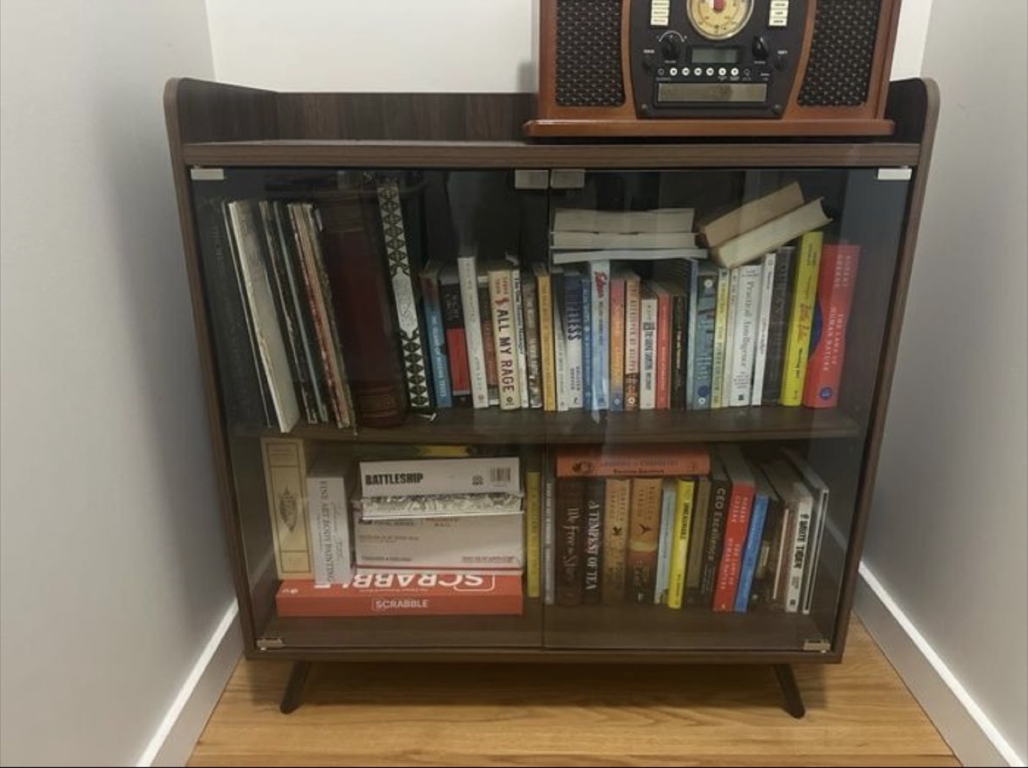 Cabinet, wood with  glass doors