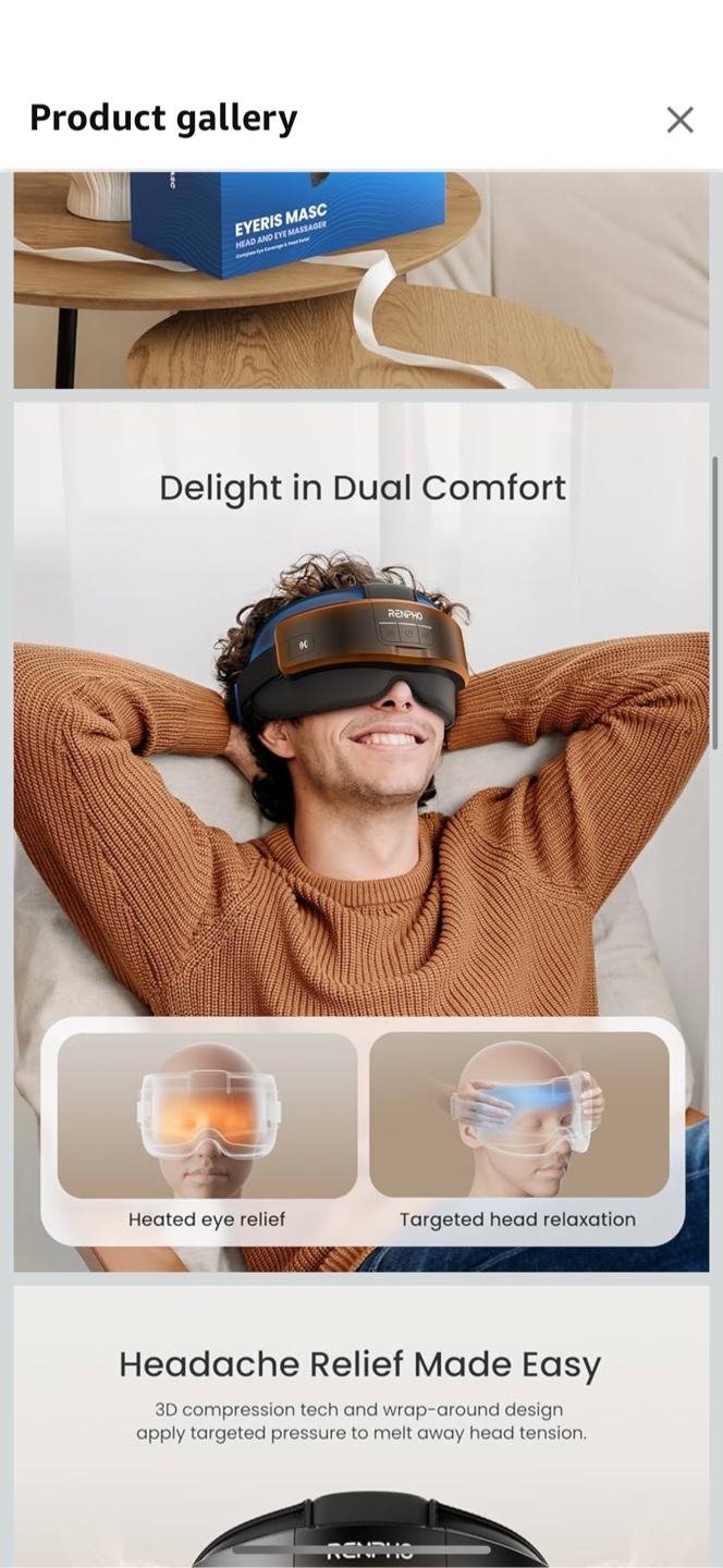 BRAND NEW IN BOX - RENPHO Bluetooth Head & Eye Massager - photo 2