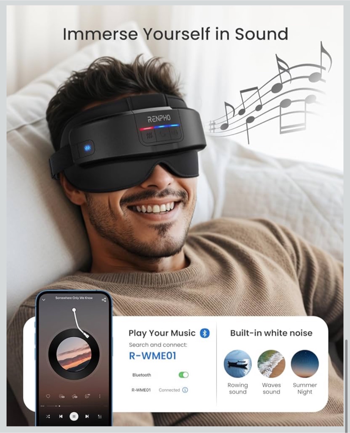 BRAND NEW IN BOX - RENPHO Bluetooth Head & Eye Massager - photo 5