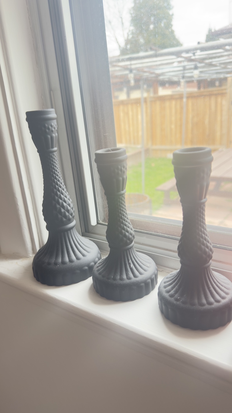 Set of Three Black Candlesticks