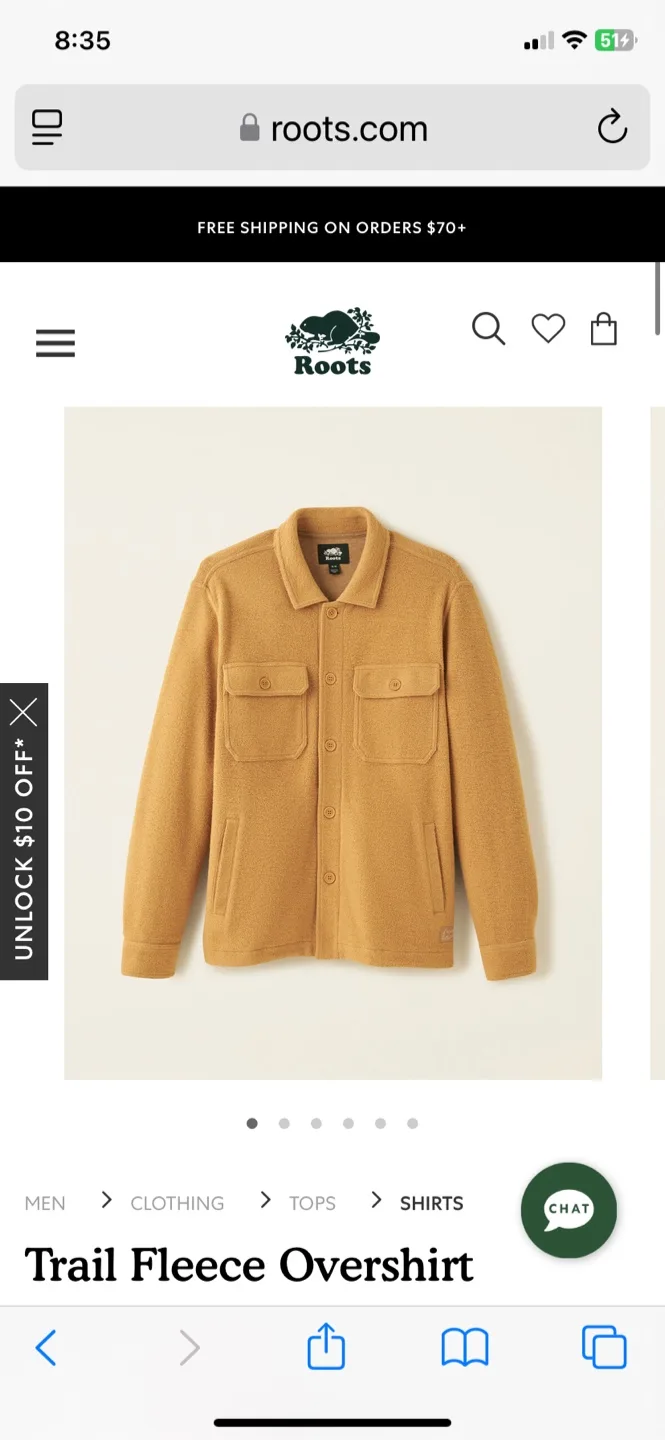 Roots Trail Fleece Overshirt - Size XS or Women’ M thumbnail