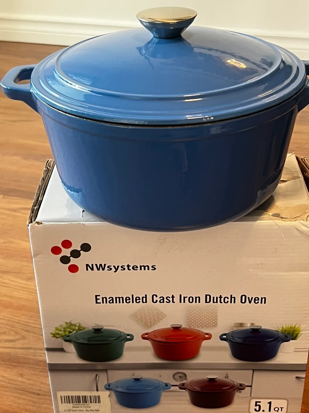 New 5.1QT Enameled Cast Iron Dutch Oven - Blue image indicator(2)