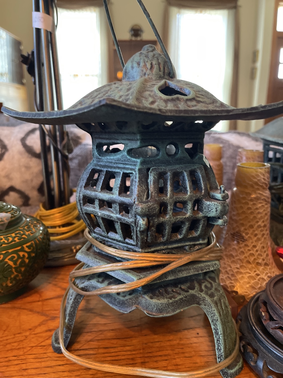 Vintage Asian Style Metal Lantern Lamp