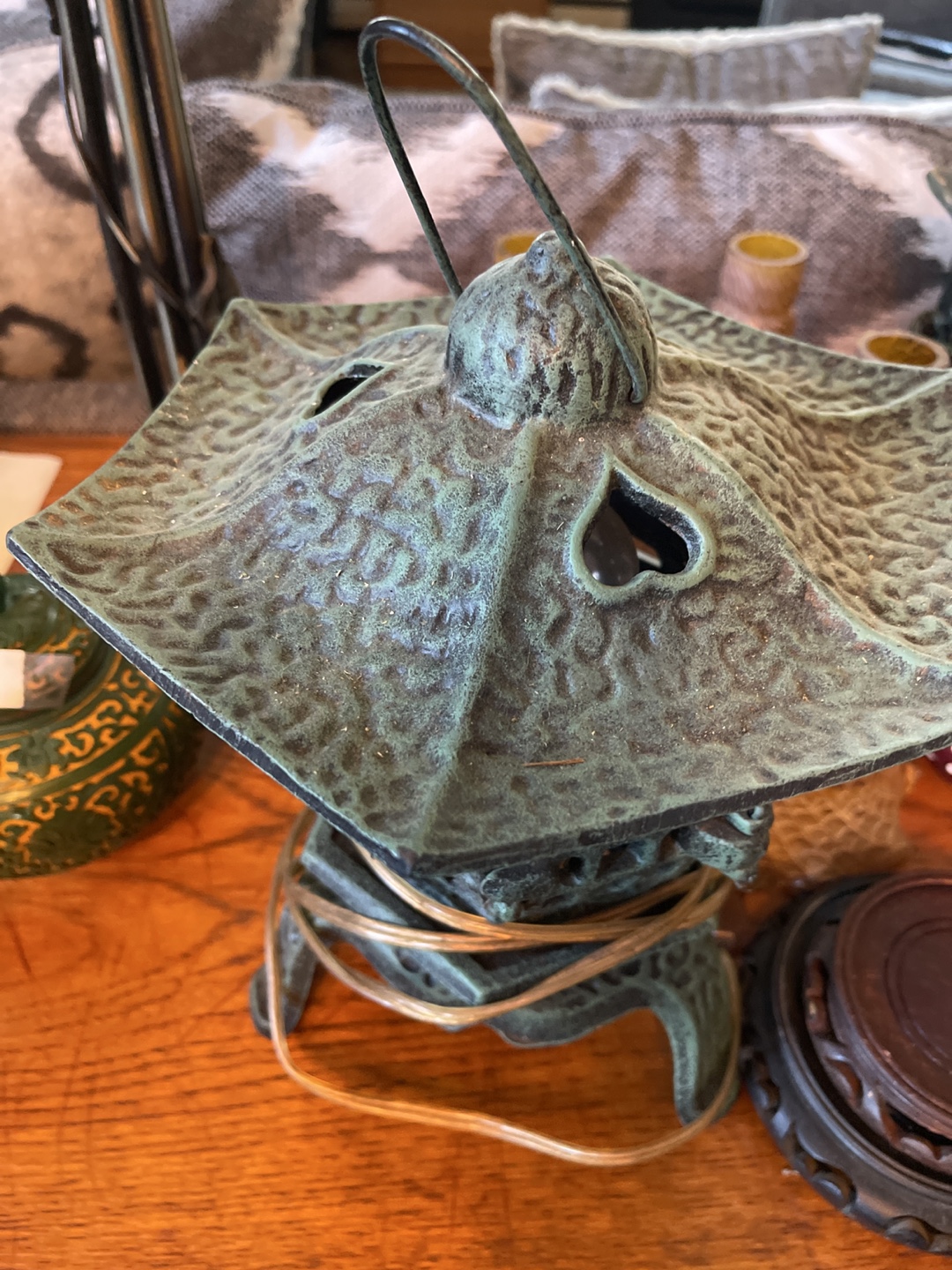Vintage Asian Style Metal Lantern Lamp - photo 2