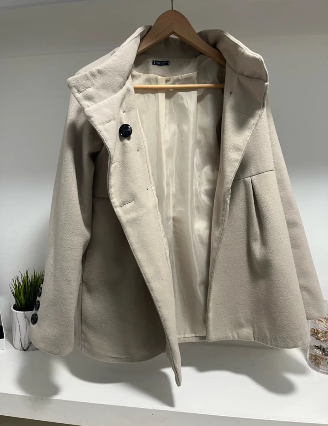 Beige Double Breasted Peacoat image indicator(2)