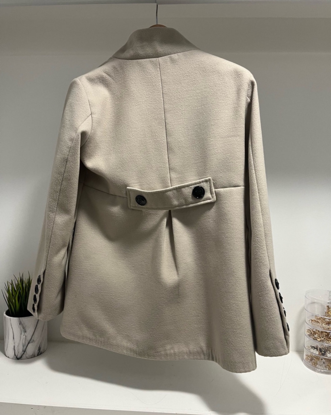 Beige Double Breasted Peacoat - photo 3