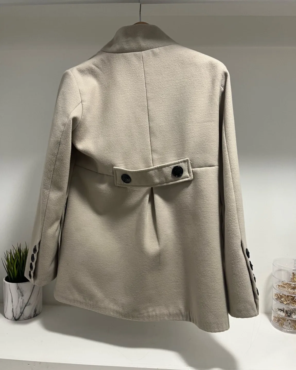 Beige Double Breasted Peacoat image indicator(3)