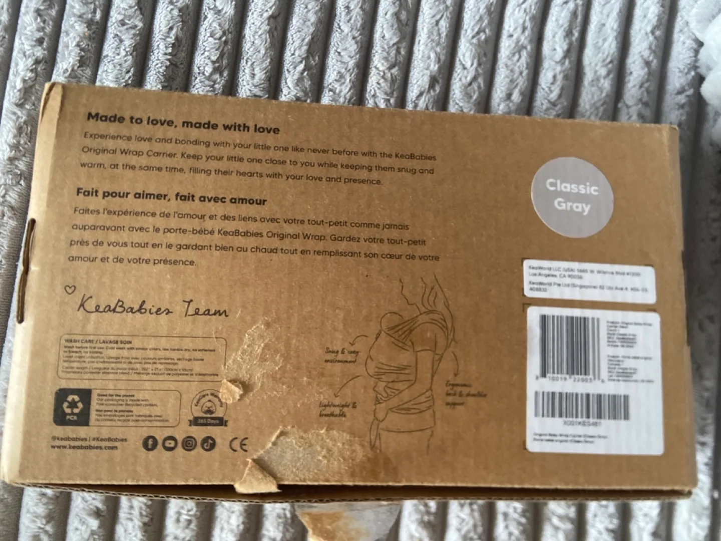 KeaBabies Original Baby Wrap Carrier - Classic Gray image indicator(2)