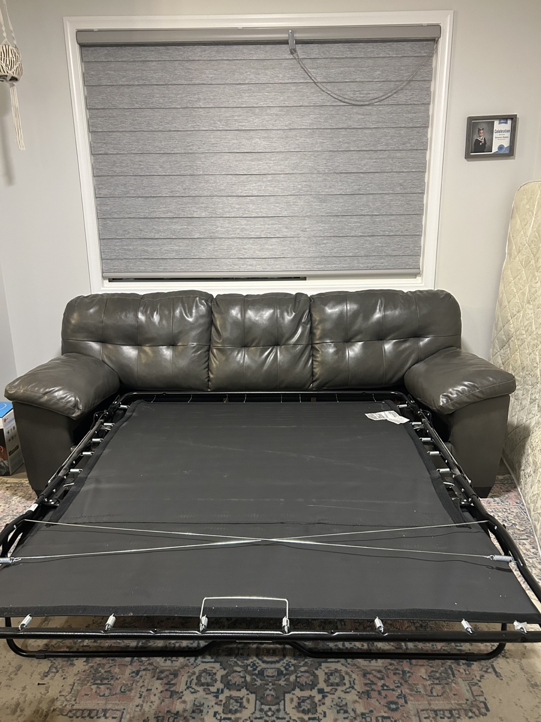 Dark Grey Leatherette Sofa Bed and Couch - photo 5