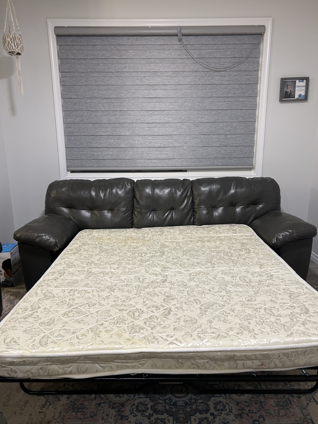 Dark Grey Leatherette Sofa Bed and Couch - photo 4
