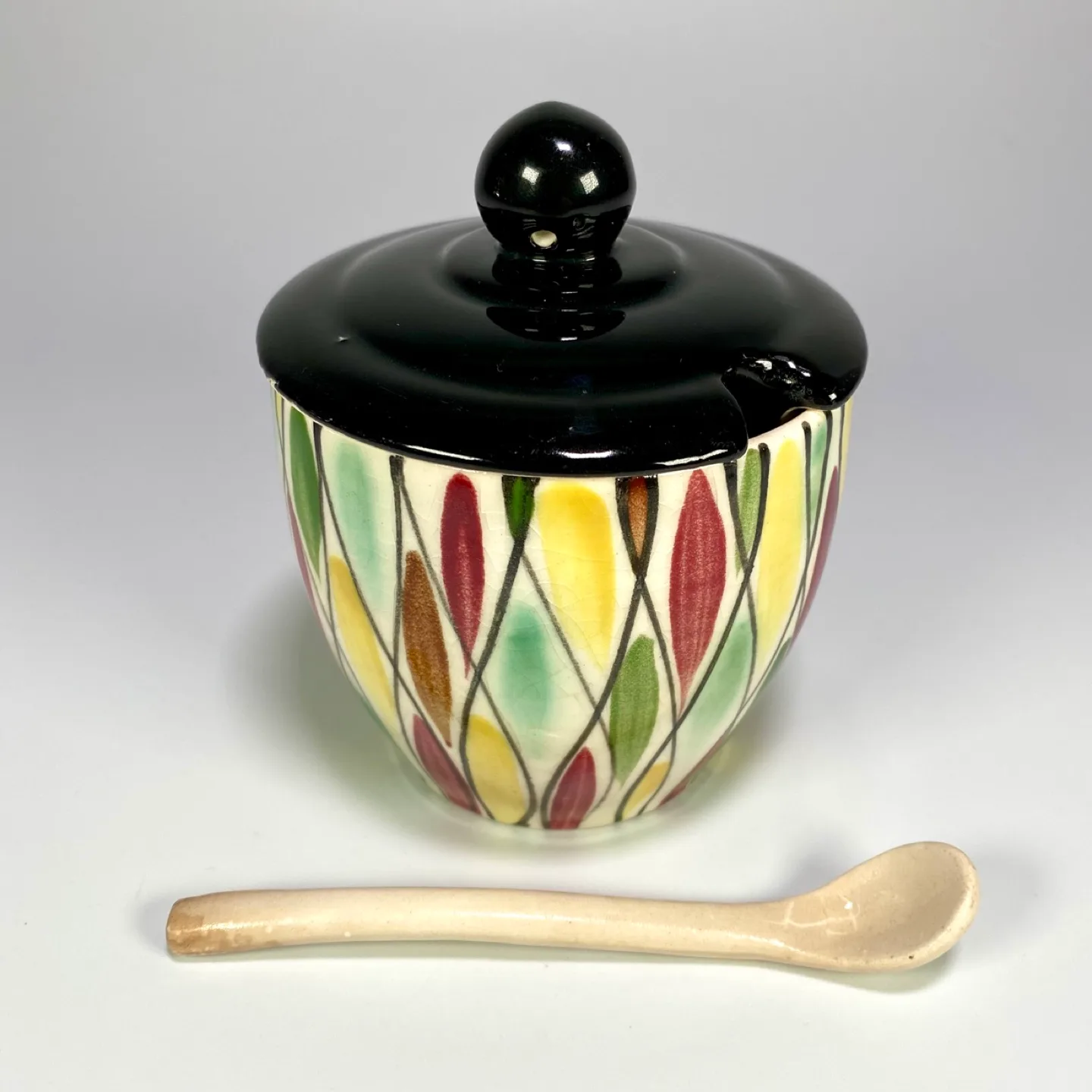 Vintage Lidded Sugar Bowl with Spoon image indicator(2)