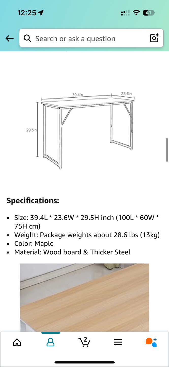 DlandHome Maple Computer Desk - 39.5 Inches - photo 2