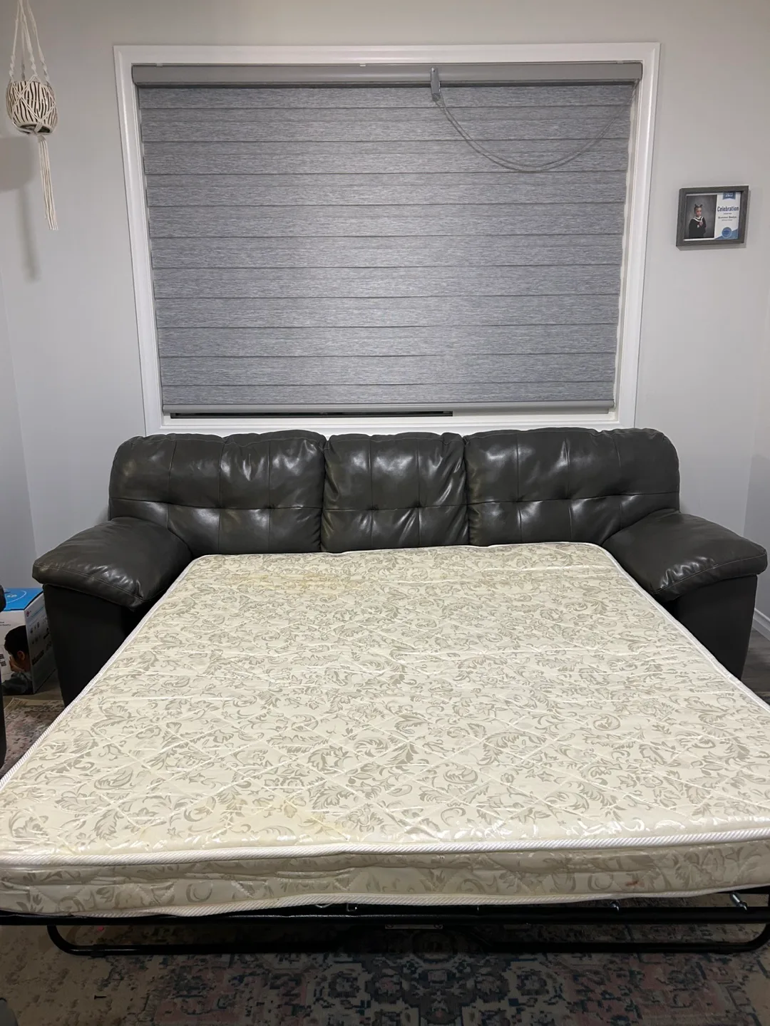 Grey Leather Sofa Bed image indicator(2)