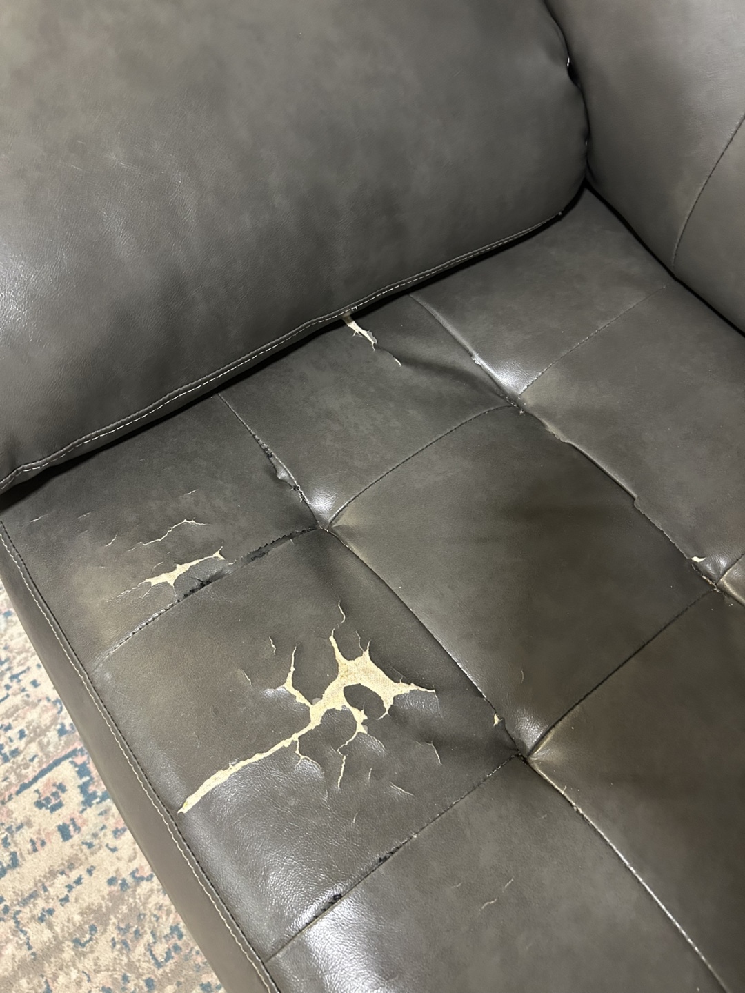 Grey Leather Sofa Bed - photo 4