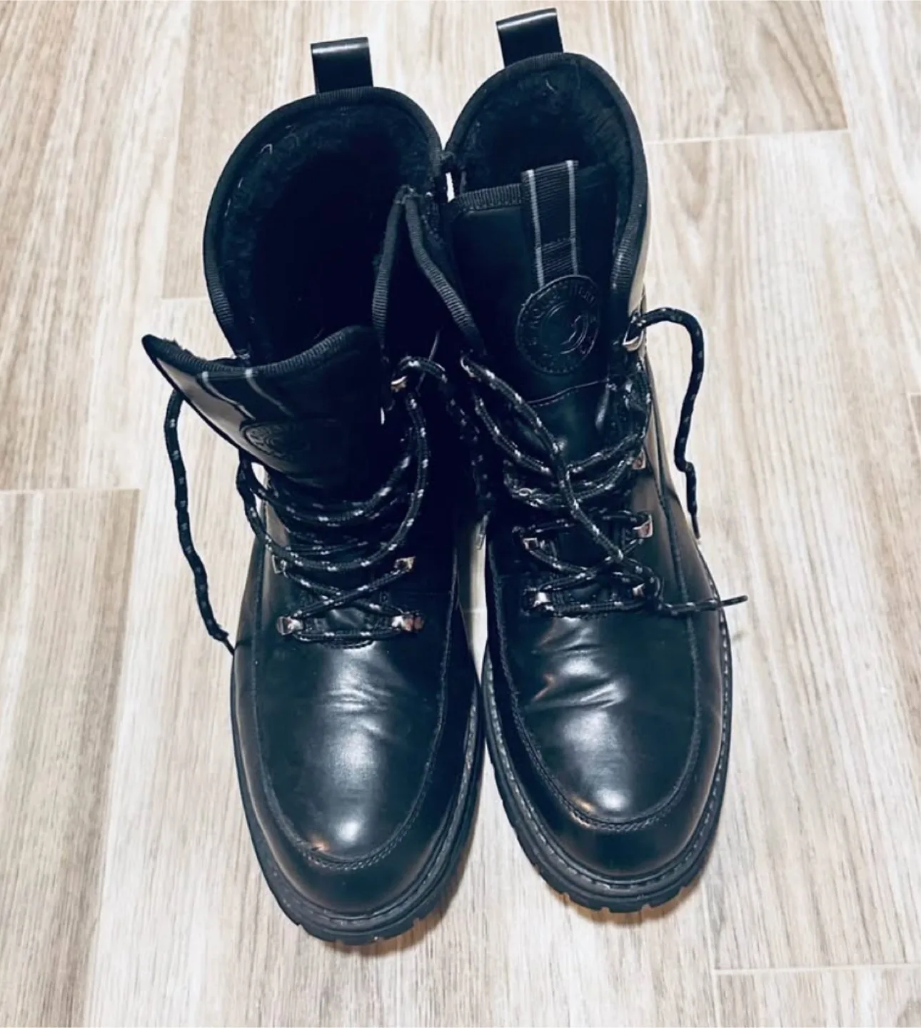 Black Leather Lace-Up Boots thumbnail