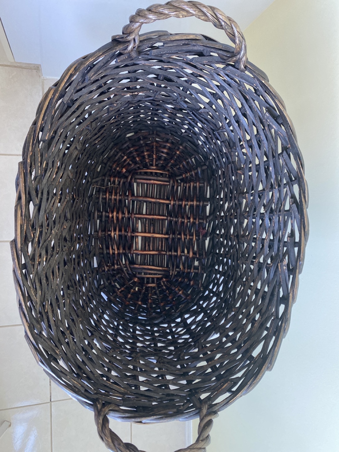 Dark Brown Wicker Basket with Handles - photo 2