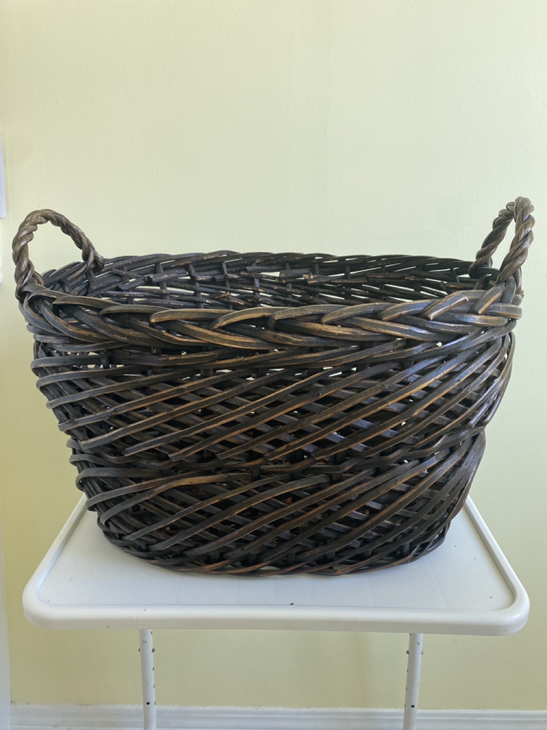 Dark Brown Wicker Basket with Handles