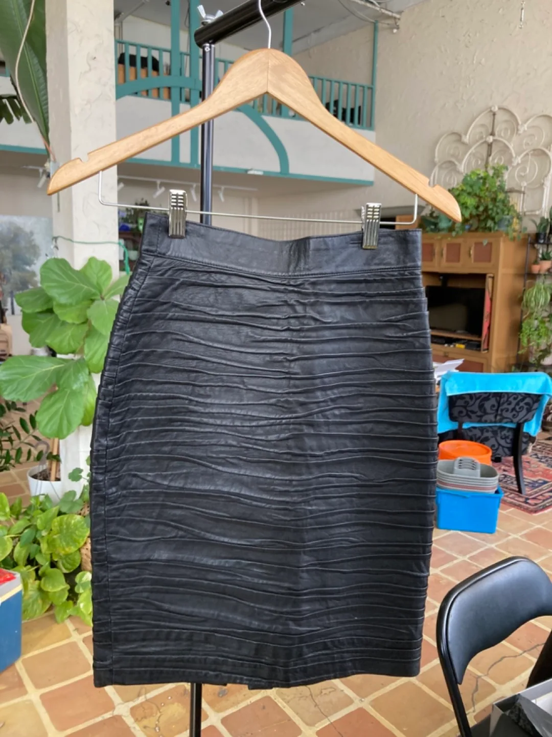 Vintage Black Leather Skirt Size 6 thumbnail