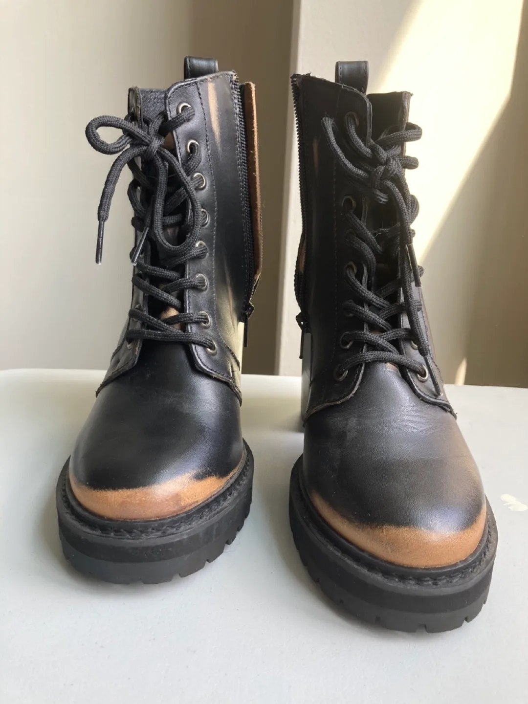 Steve Madden Black Leather Ankle Boots thumbnail