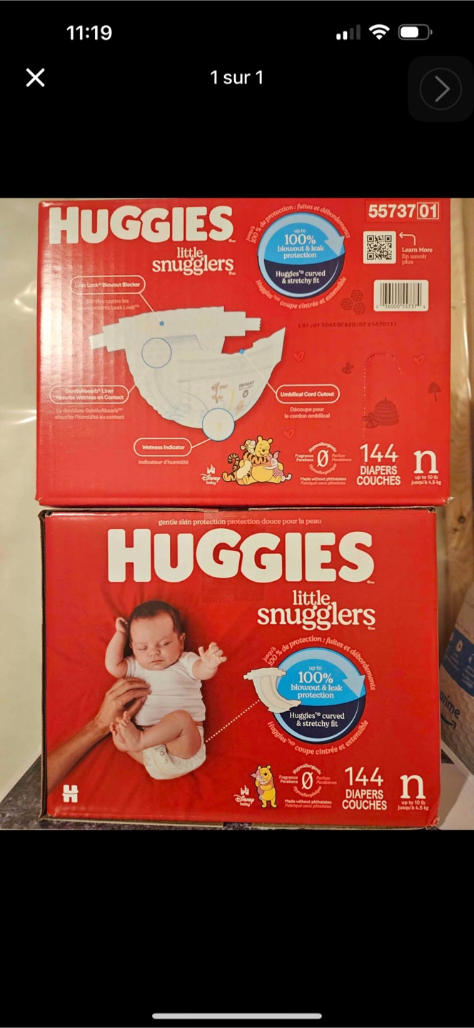 Huggies Little Snugglers Diapers Size N (144 count)