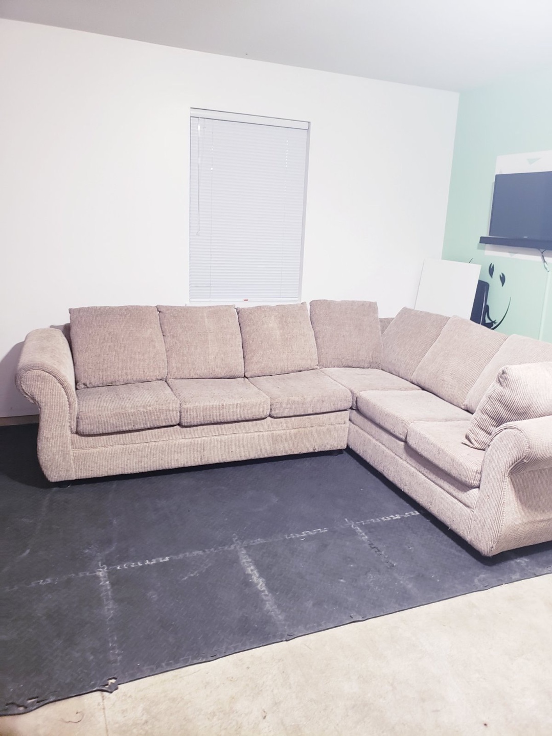 Beige Sectional Sofa with Pull-Out Bed ( Delivery Available )