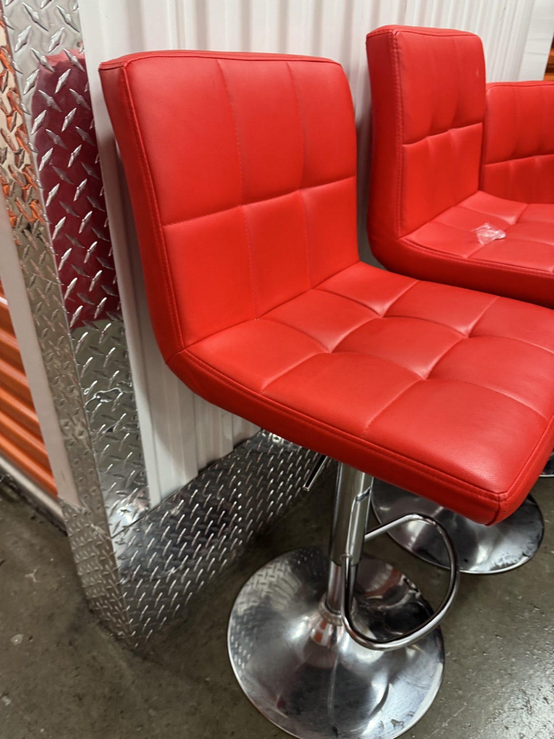 Set of Four Red Swivel Bar Stools - photo 2